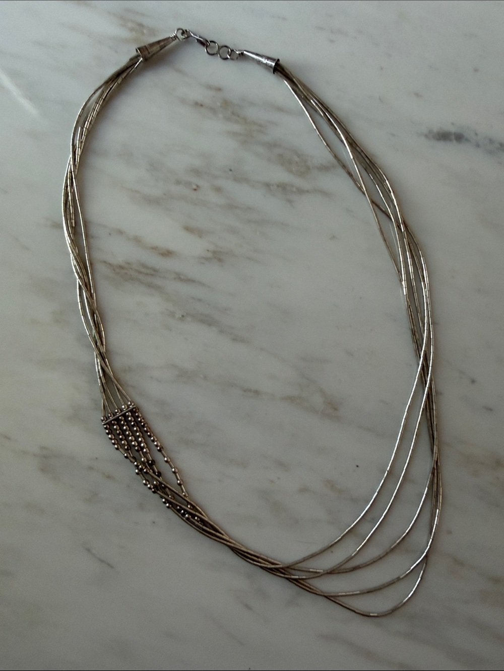 Vintage Sterling Multi-Strand Twisty Rope Bead Accent Necklace - Picture 2 of 6